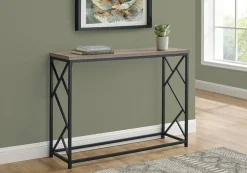 Accent Table, Console, Entryway, Narrow, Sofa, Living Room, Bedroom, Brown Laminate, Black Metal, Contemporary, Modern
