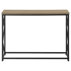 Accent Table, Console, Entryway, Narrow, Sofa, Living Room, Bedroom, Brown Laminate, Black Metal, Contemporary, Modern