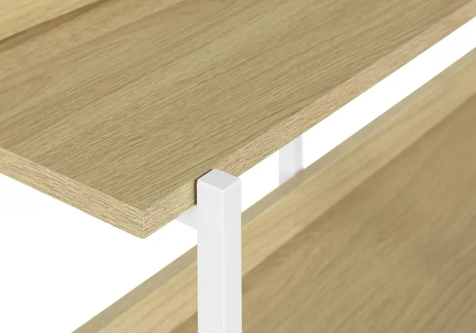 Accent Table, Console, Entryway, Narrow, Sofa, Living Room, Bedroom, Natural Laminate, Black Metal, Contemporary, Modern