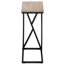 Accent Table, C-shaped, End, Side, Snack, Living Room, Bedroom, Brown Laminate, Black Metal, Contemporary, Modern