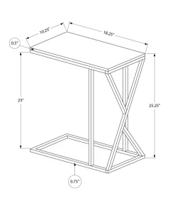 Accent Table, C-shaped, End, Side, Snack, Living Room, Bedroom, Brown Laminate, Black Metal, Contemporary, Modern
