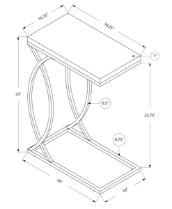 Accent Table, C-shaped, End, Side, Snack, Living Room, Bedroom, Grey Laminate, Chrome Metal, Contemporary, Modern
