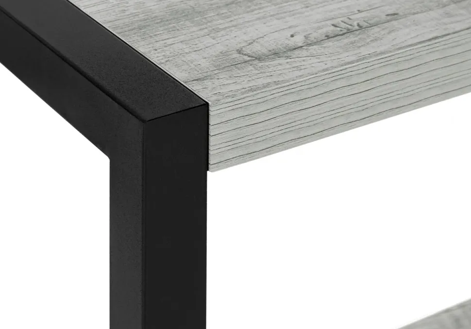 Accent Table, Side, End, Narrow, Small, 2 Tier, Living Room, Bedroom, Grey Laminate, Black Metal, Contemporary, Modern