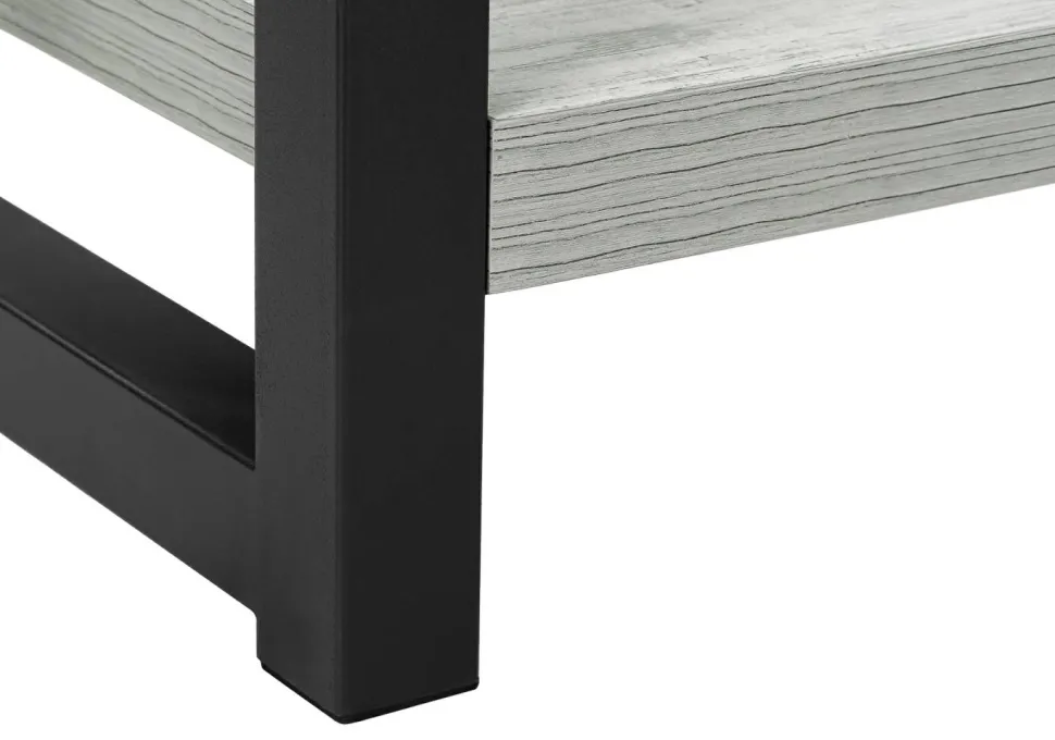 Accent Table, Side, End, Narrow, Small, 2 Tier, Living Room, Bedroom, Grey Laminate, Black Metal, Contemporary, Modern