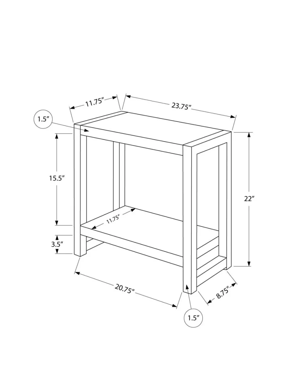 Accent Table, Side, End, Narrow, Small, 2 Tier, Living Room, Bedroom, Grey Laminate, Black Metal, Contemporary, Modern