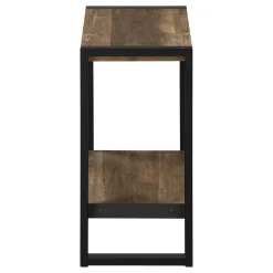 Accent Table, Side, End, Nightstand, Lamp, Living Room, Bedroom, Brown Laminate, Black Metal, Industrial