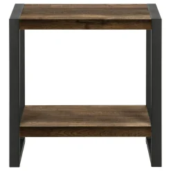Accent Table, Side, End, Nightstand, Lamp, Living Room, Bedroom, Brown Laminate, Black Metal, Industrial