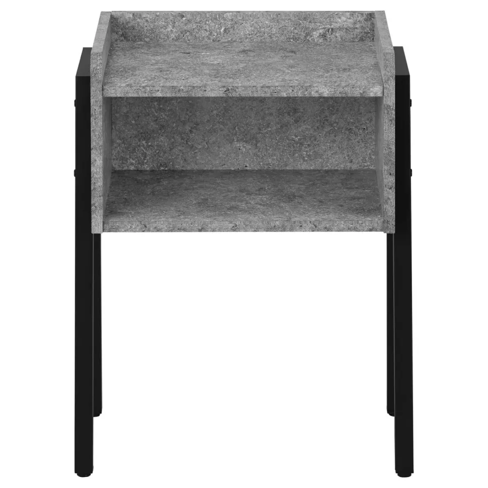 Accent Table, Side, End, Nightstand, Lamp, Living Room, Bedroom, Grey Laminate, Black Metal, Contemporary, Modern