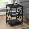 Accent Table, Side, End, Nightstand, Lamp, Living Room, Bedroom, Black Marble Look Laminate, Black Metal, Contemporary, Modern