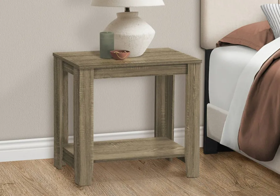 Accent Table, Side, End, Nightstand, Lamp, Living Room, Bedroom, Brown Laminate, Transitional