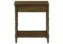 Accent Table, 2 Tier, End, Side Table, Nightstand, Bedroom, Narrow, Lamp, Storage Drawer, Brown Veneer, Traditional