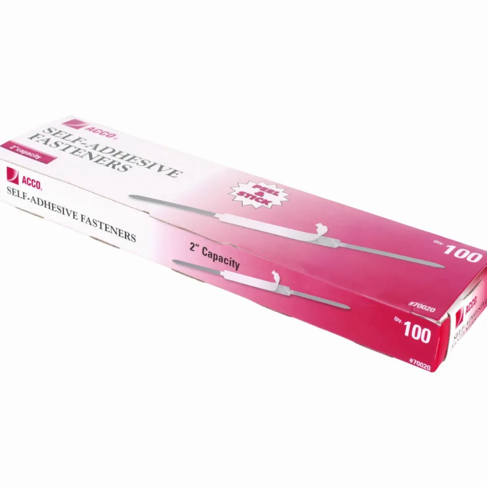 ACCO Economy Self-Adhesive Fasteners, 2 3/4 Long, Silver, Box Of 100