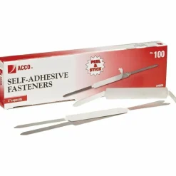 ACCO Economy Self-Adhesive Fasteners, 2 3/4 Long, Silver, Box Of 100