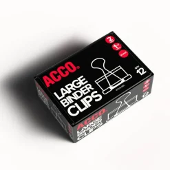 ACCO Binder Clips, Large, Black, Box Of 12