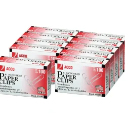 ACCO Economy Paper Clips, 1000 Total, No. 1, Silver, 100 Per Box, Pack Of 10 Boxes