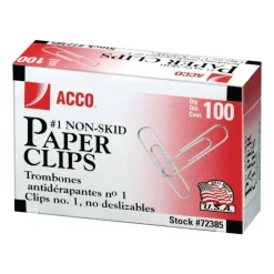 ACCO Economy Paper Clips, 1000 Total, No. 1, Silver, 100 Per Box, Pack Of 10 Boxes