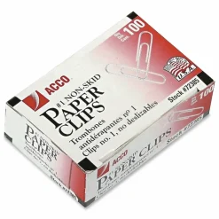 ACCO Economy Paper Clips, 1000 Total, No. 1, Silver, 100 Per Box, Pack Of 10 Boxes
