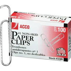 ACCO Economy Paper Clips, 1000 Total, No. 1, Silver, 100 Per Box, Pack Of 10 Boxes