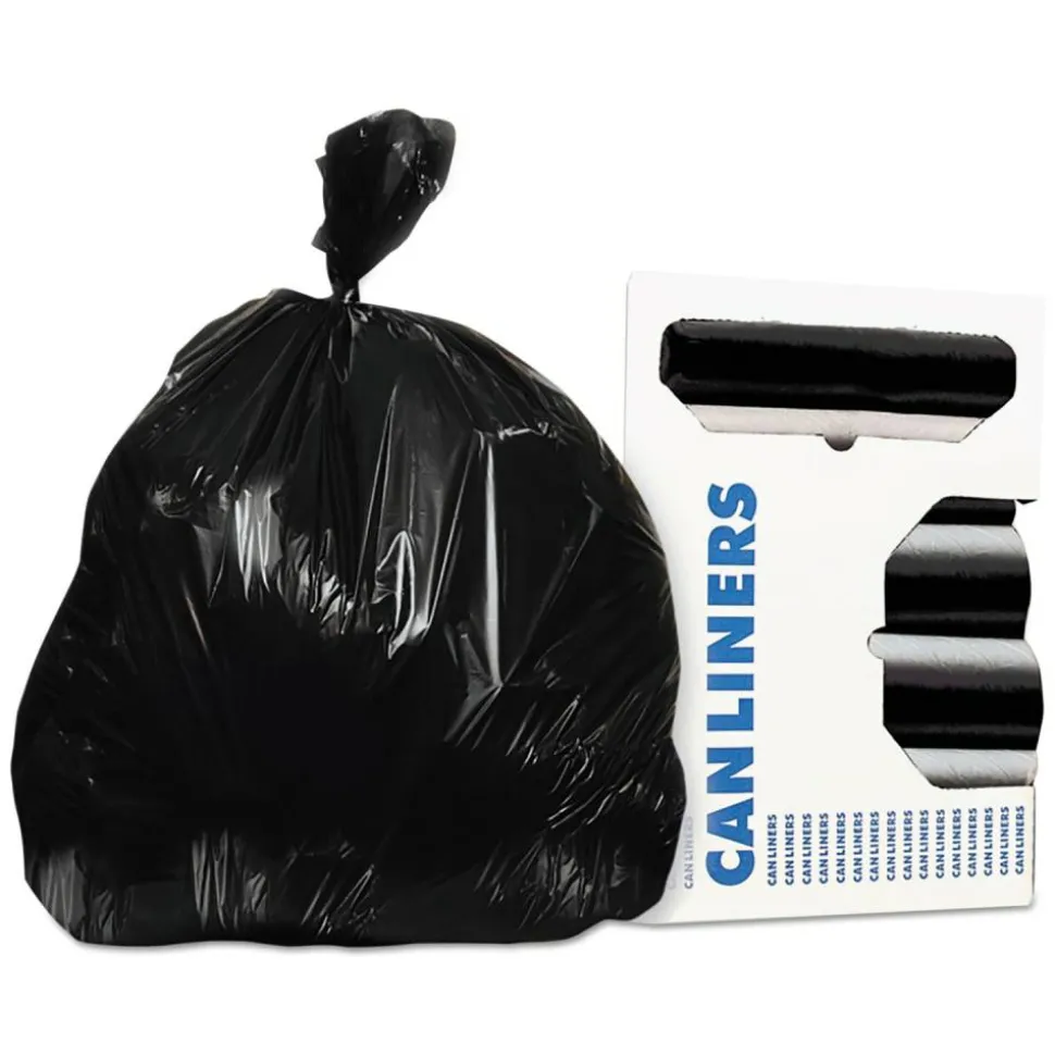 AccuFit Linear Low Density Can Liners with AccuFit Sizing, 44 gal, 1.3 mil, 37" x 50", Black, 20 Bags/Roll, 5 Rolls/Carton