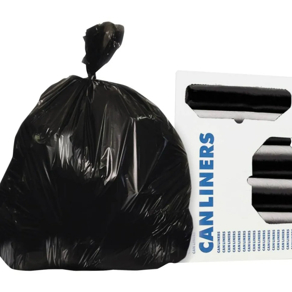 AccuFit Linear Low Density Can Liners with AccuFit Sizing, 44 gal, 1.3 mil, 37" x 50", Black, 20 Bags/Roll, 5 Rolls/Carton