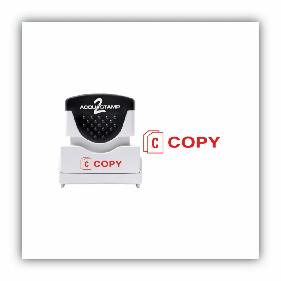 AccuStamp Accu-Stamp Pre-Inked Shutter Stamp, 1/2" x 1-5/8" Impression, Red
