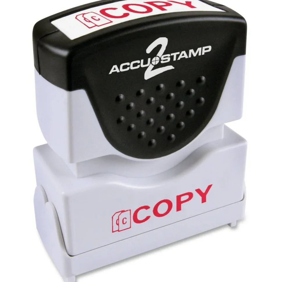 AccuStamp Accu-Stamp Pre-Inked Shutter Stamp, 1/2" x 1-5/8" Impression, Red
