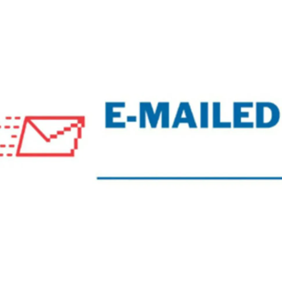 AccuStamp2 Pre-Inked Message Stamp, "Emailed", Red/Blue