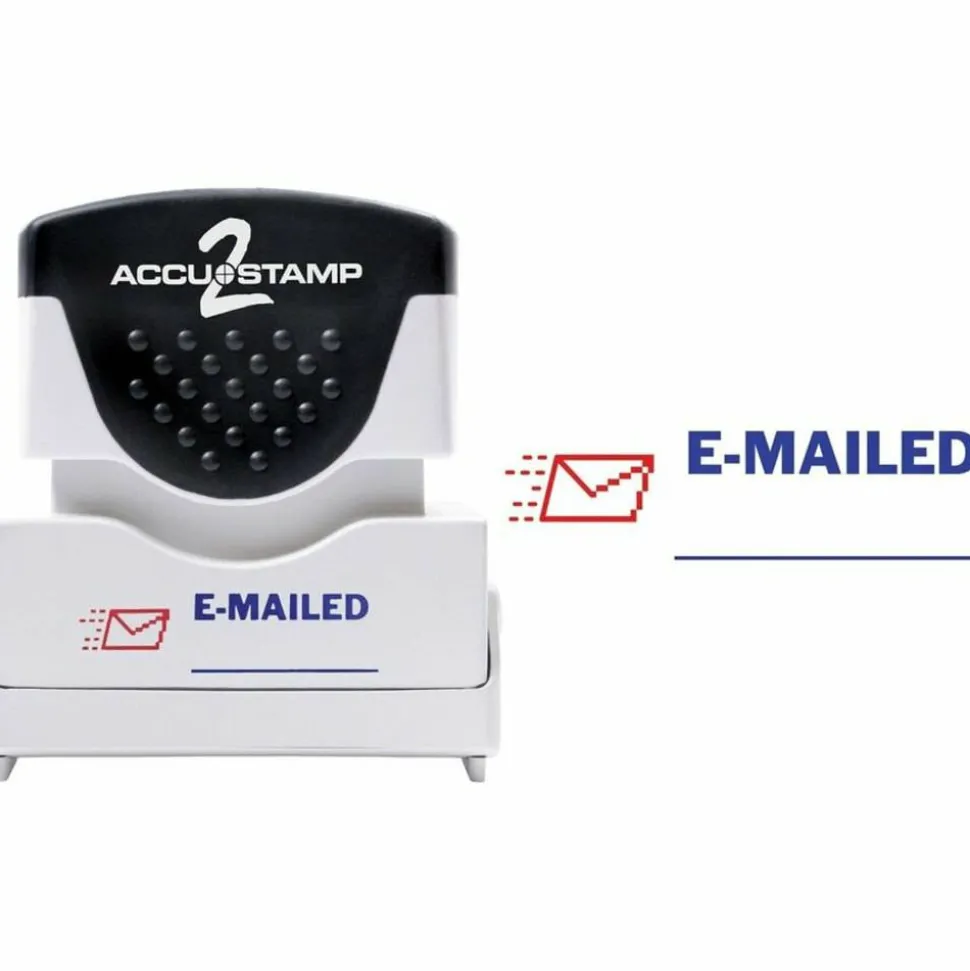 AccuStamp2 Pre-Inked Message Stamp, "Emailed", Red/Blue