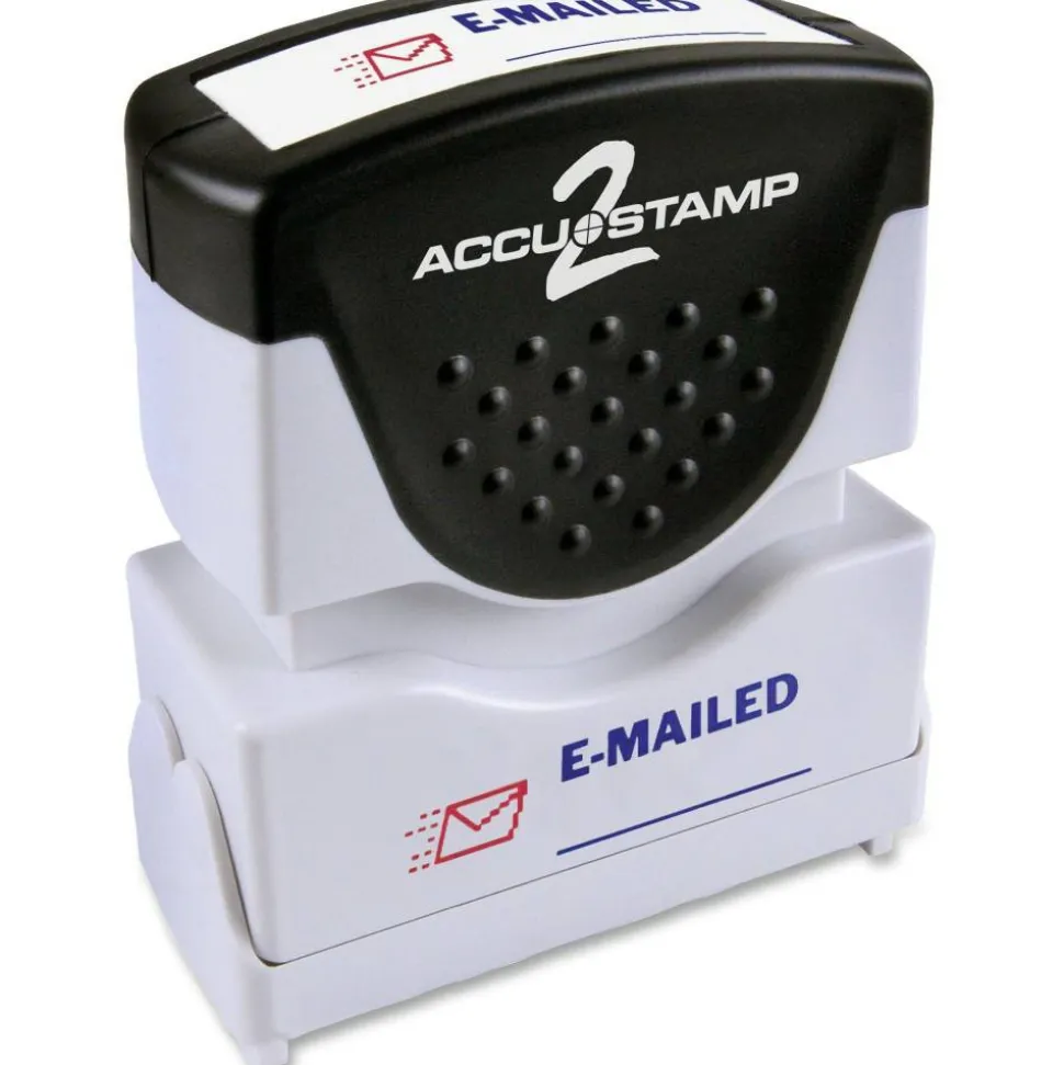 AccuStamp2 Pre-Inked Message Stamp, "Emailed", Red/Blue