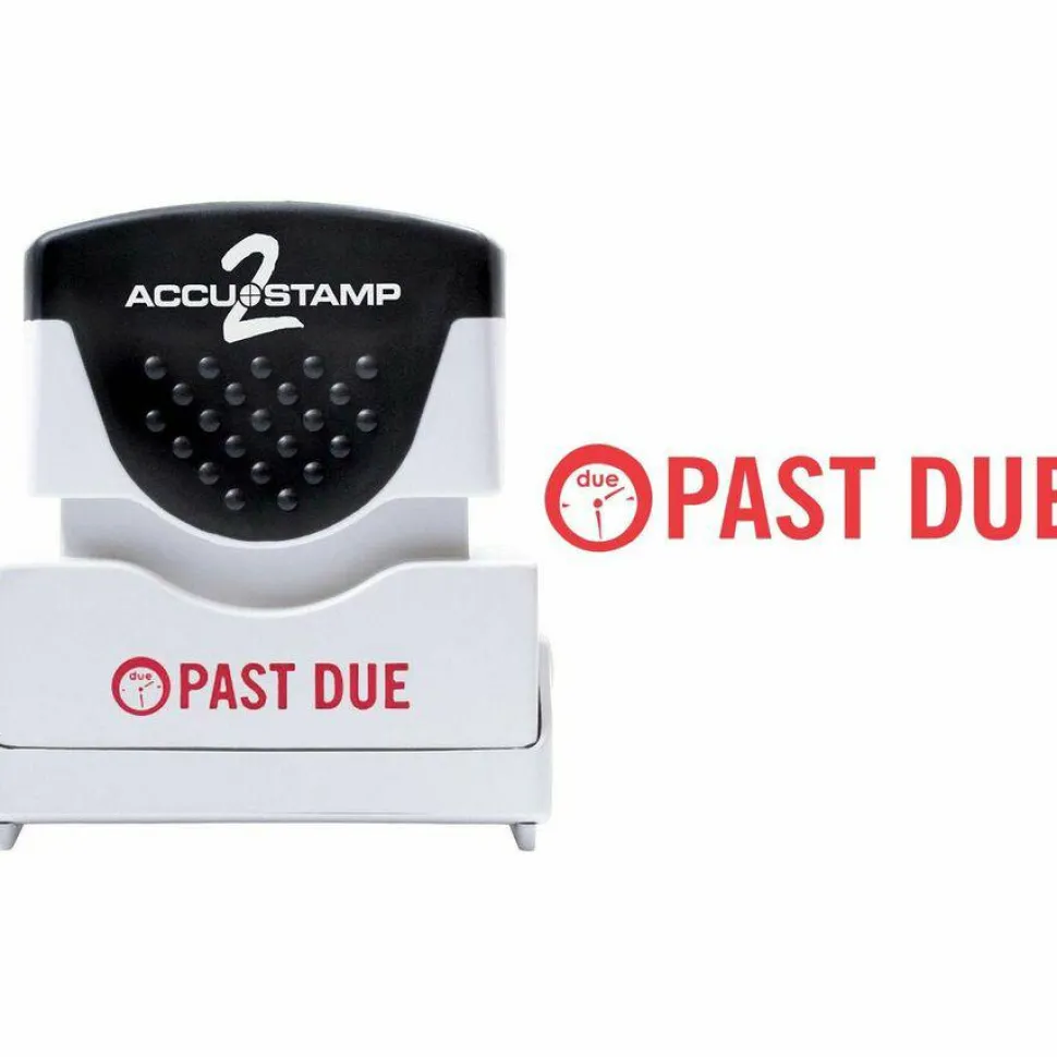 ACCUSTAMP2 Pre-Inked Shutter Stamp, Red, PAST DUE, 1.63 x 0.5