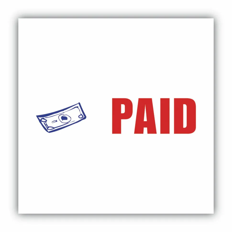 AccuStamp Pre-Ink Message Stamp, "Paid", Blue/Red