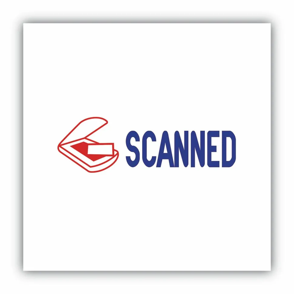 AccuStamp2 Scanned Stamp, Shutter Pre-Inked Two-Color SCANNED Stamp, 1/2" x 1 5/8" Impression, Blue and Red Ink
