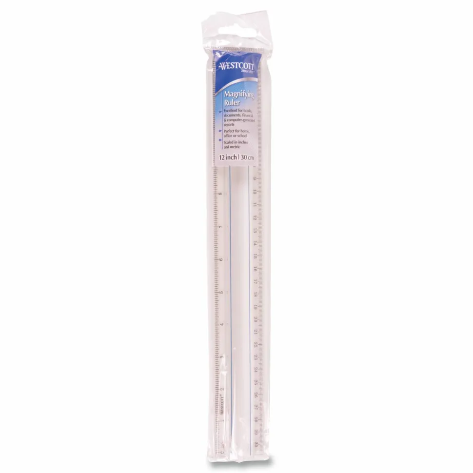 Acme Magnifying Ruler, Clear, 12"