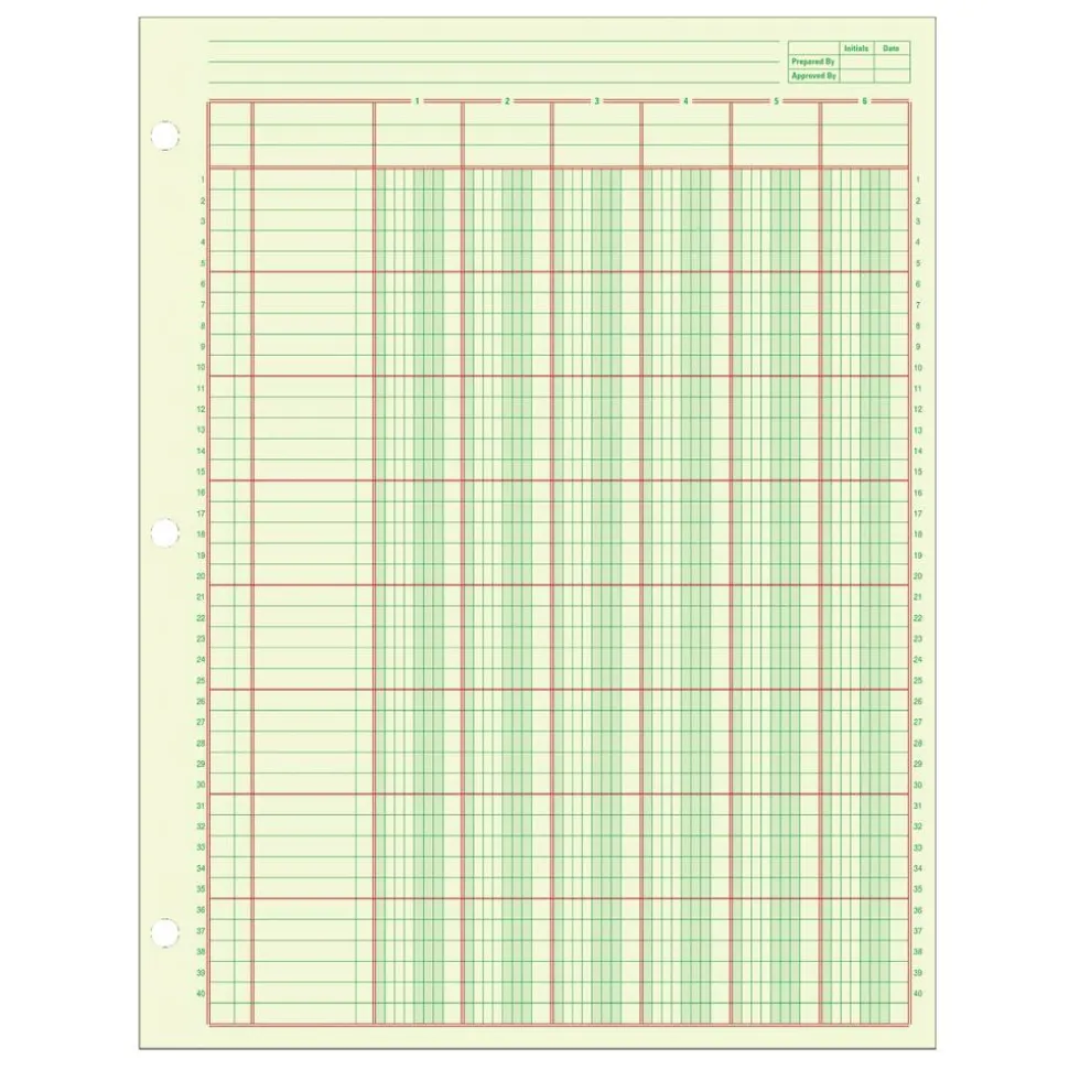 Adams Analysis Pad, 8 1/2" x 11", 100 Pages (50 Sheets), 6 Columns, Green