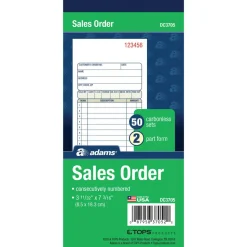 Adams Carbonless 2-Part Sales Book, 3 11/32" x 7 3/16", Pack Of 50 Sets
