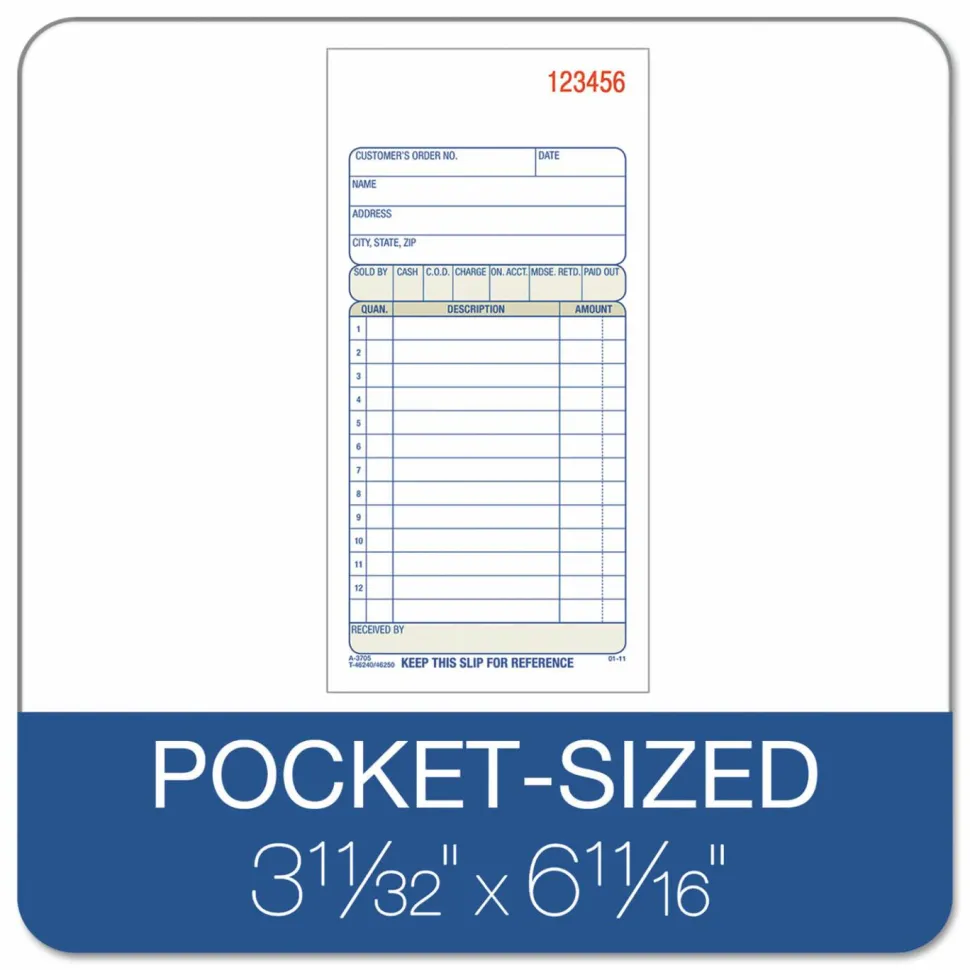 Adams Carbonless 2-Part Sales Book, 3 11/32" x 7 3/16", Pack Of 50 Sets