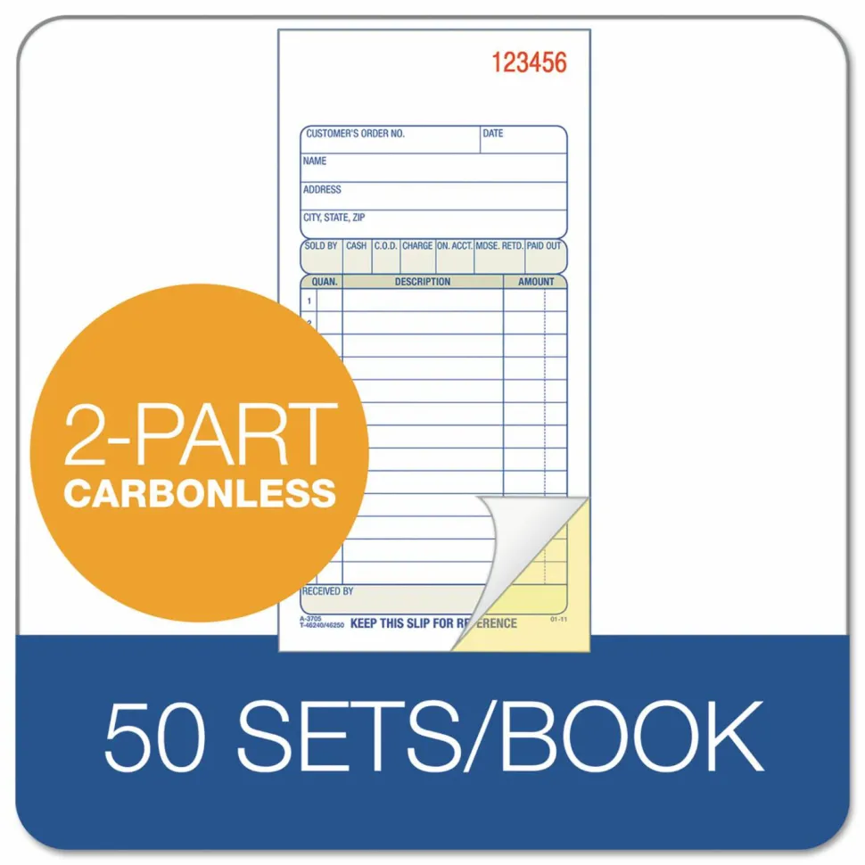 Adams Carbonless 2-Part Sales Book, 3 11/32" x 7 3/16", Pack Of 50 Sets
