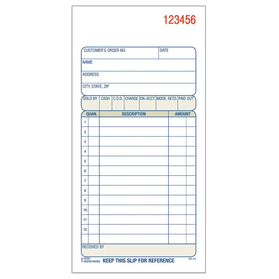 Adams Carbonless 2-Part Sales Book, 3 11/32" x 7 3/16", Pack Of 50 Sets