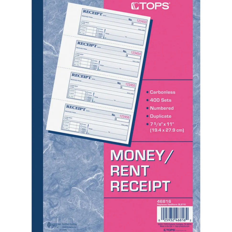 Adams Manifold Receipt Book, 2 Parts, 2-3/4" x 7-1/4"