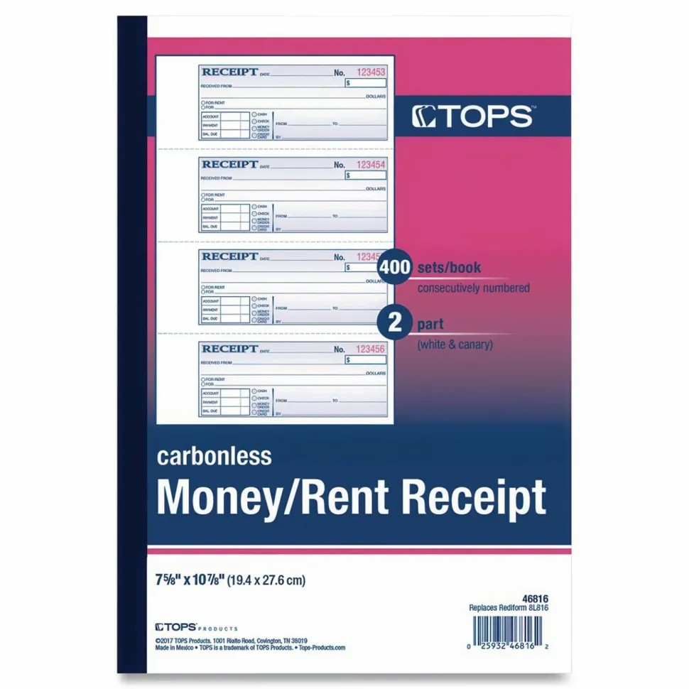 Adams Manifold Receipt Book, 2 Parts, 2-3/4" x 7-1/4"