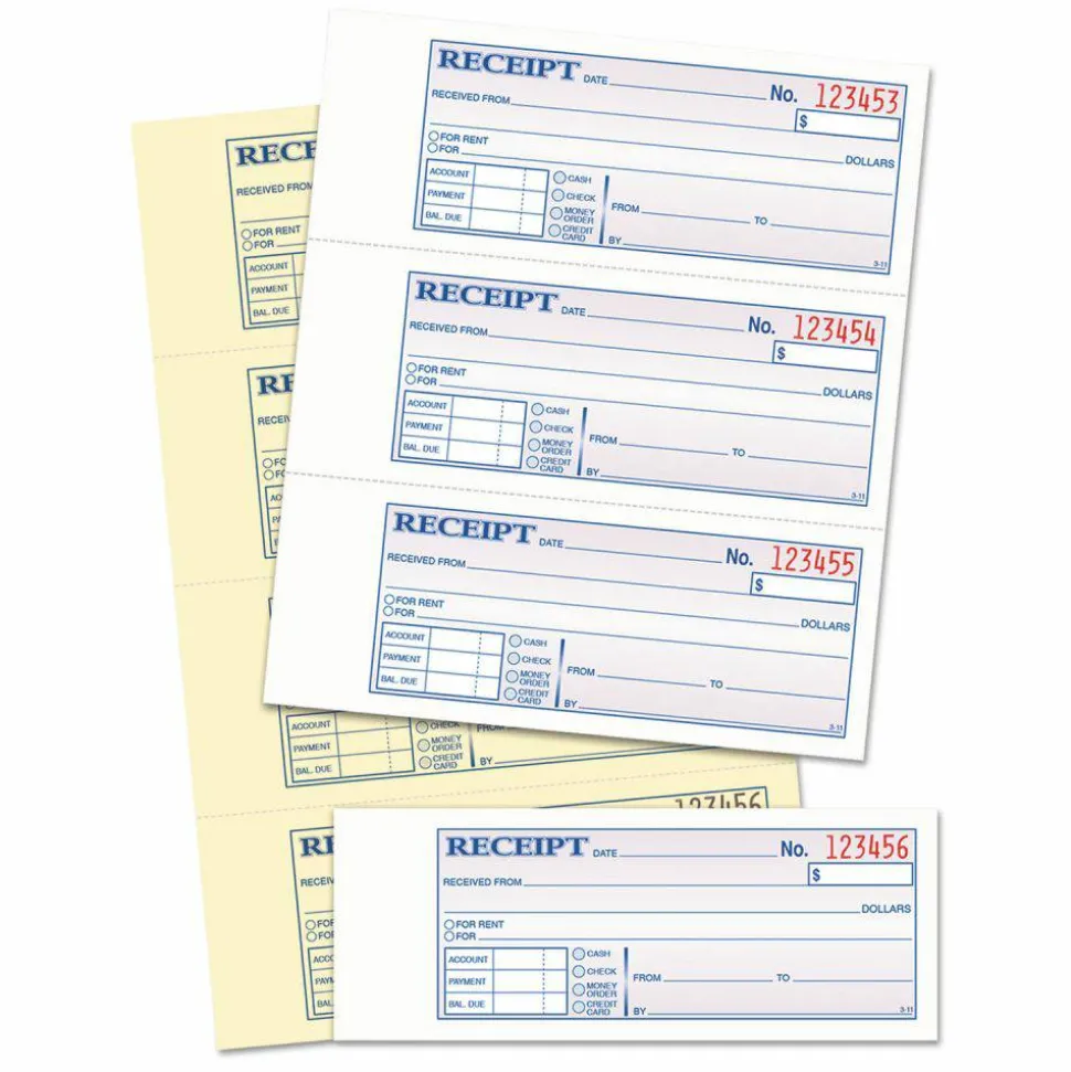 Adams Manifold Receipt Book, 2 Parts, 2-3/4" x 7-1/4"