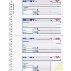 Adams Multipart Money/Rent Receipt Book, Two-Part Carbonless, 7.13 x 2.75, 4 Forms/Sheet, 200 Forms Total