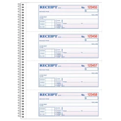 Adams Multipart Money/Rent Receipt Book, Two-Part Carbonless, 7.13 x 2.75, 4 Forms/Sheet, 200 Forms Total