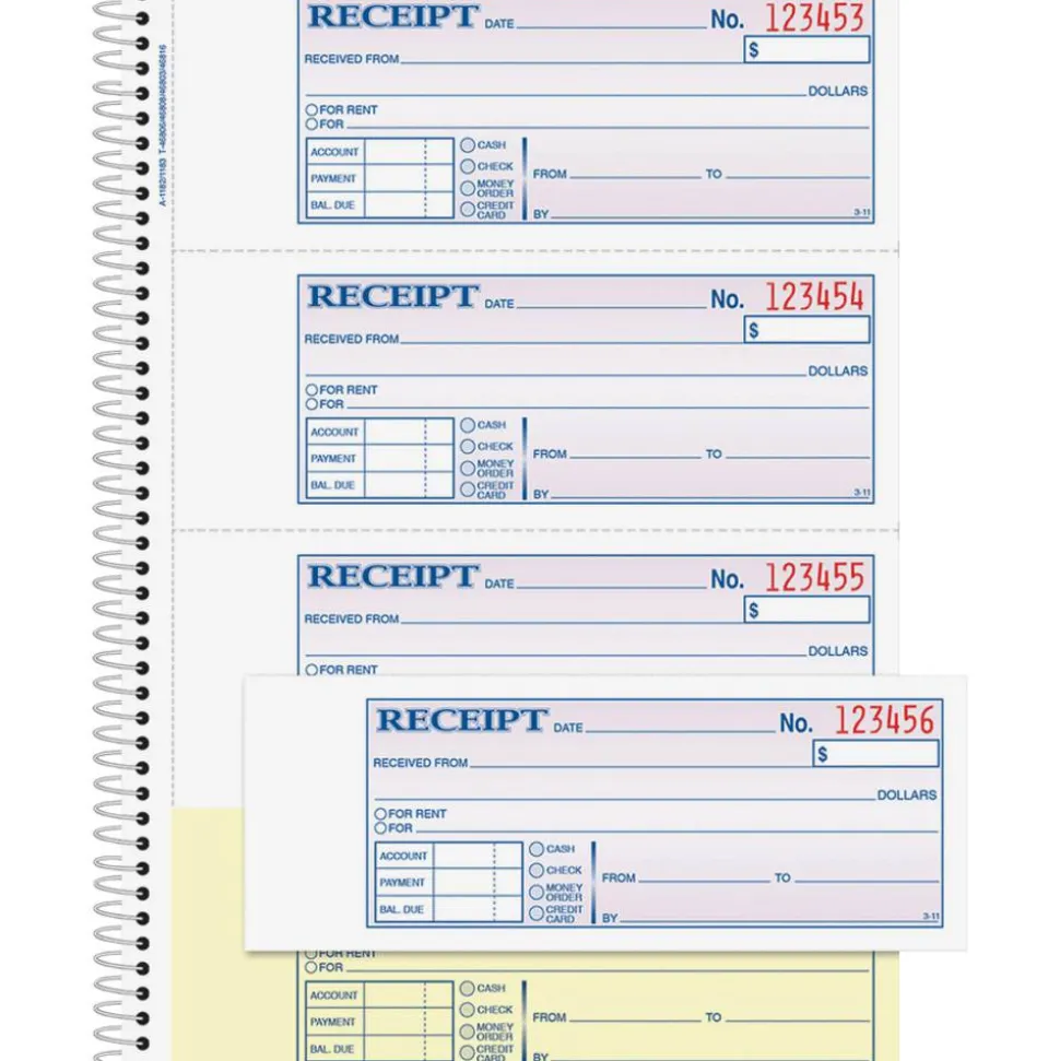 Adams Multipart Money/Rent Receipt Book, Two-Part Carbonless, 7.13 x 2.75, 4 Forms/Sheet, 200 Forms Total