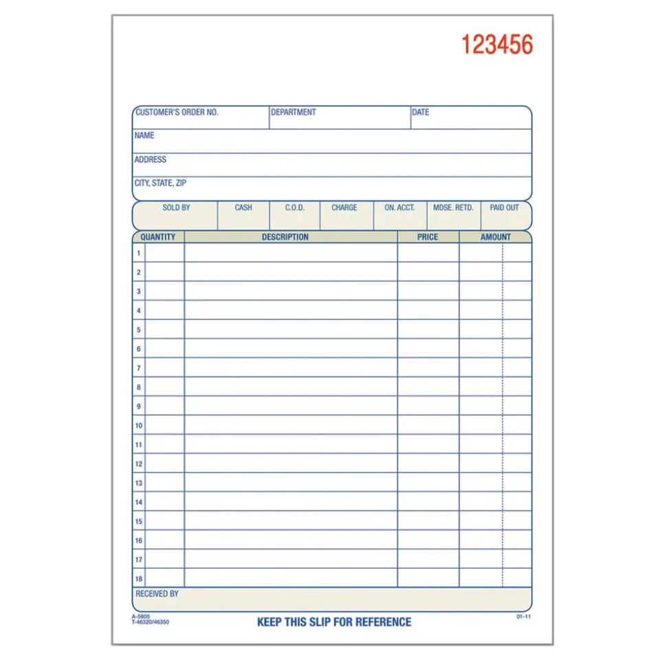 Adams Multipart Sales Order Pad, Three-Part Carbonless, 5.56 x 7.94, 50 Forms Total