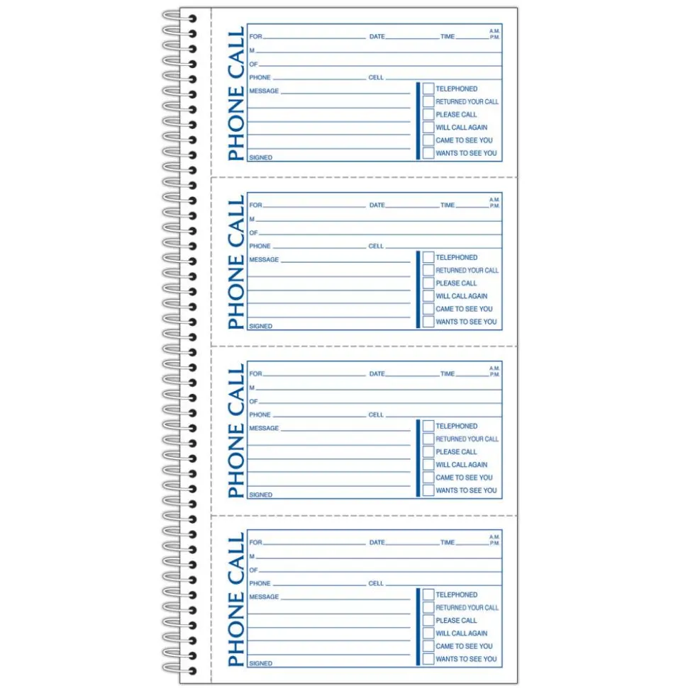 Adams Phone Message Books, 11" x 5 1/2", 100 Pages, White/Canary Yellow, Pack Of 2