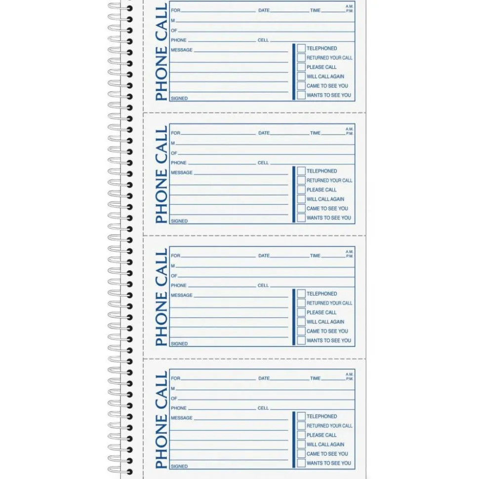 Adams Spiral Bound Phone Message Book, 11" x 5 1/2", Book Of 400 Messages