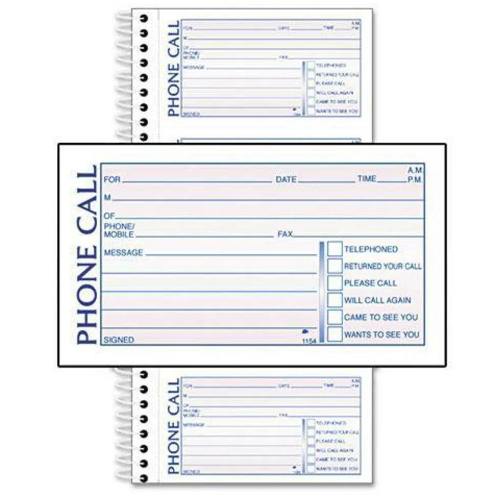 Adams Spiral Bound Phone Message Book, 11" x 5 1/2", Book Of 400 Messages