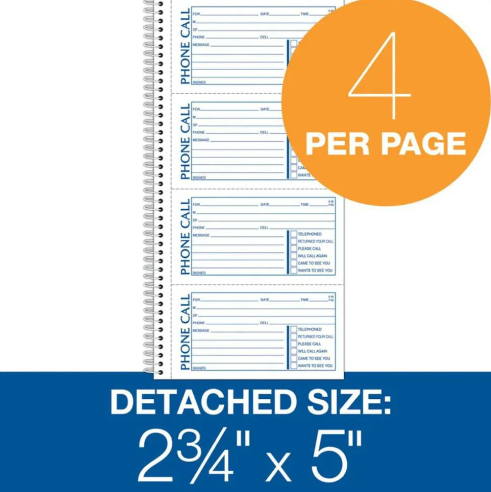 Adams Spiral Bound Phone Message Book, 11" x 5 1/2", Book Of 400 Messages