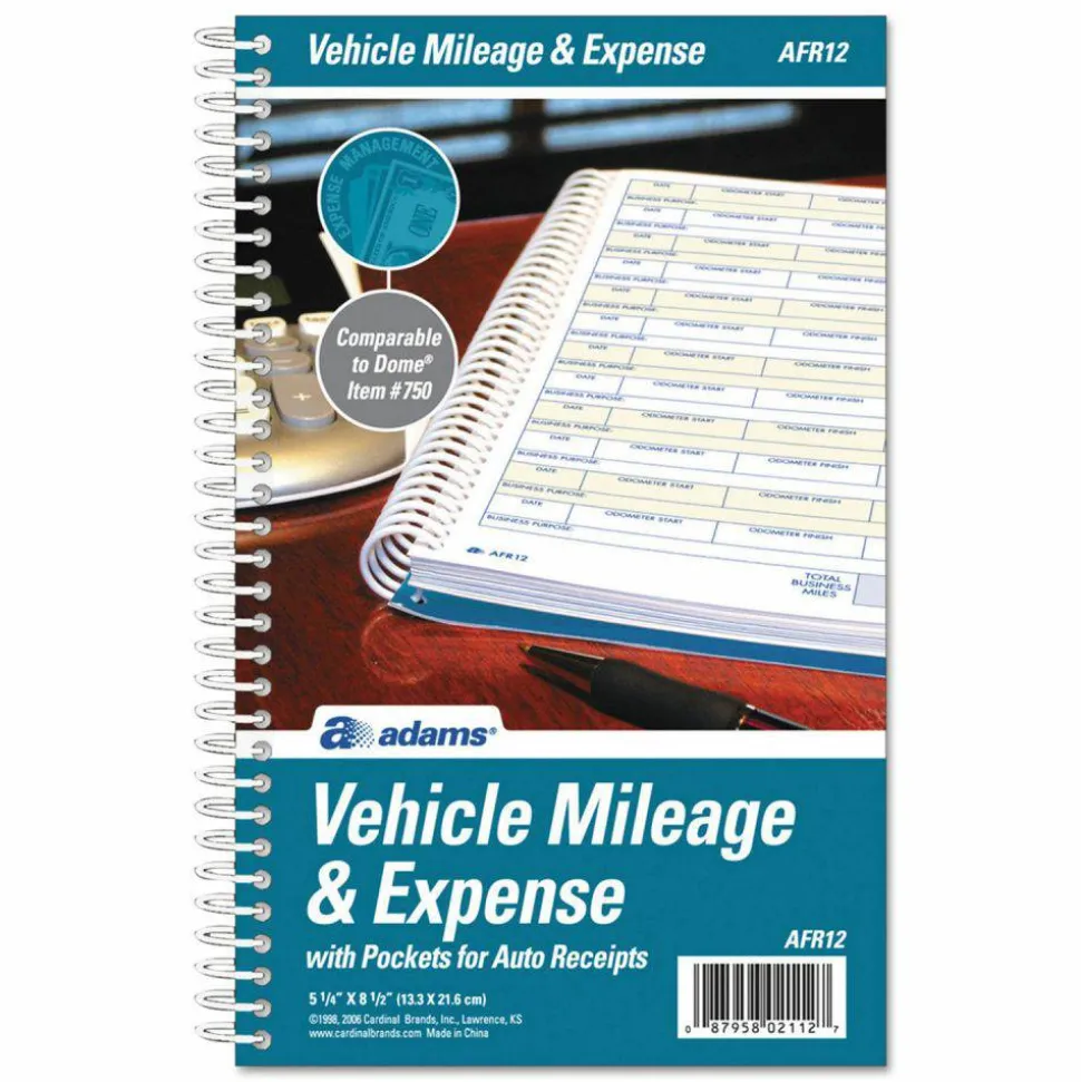 Adams Vehicle Mileage And Expense Book, 5 1/4" x 8 1/2"
